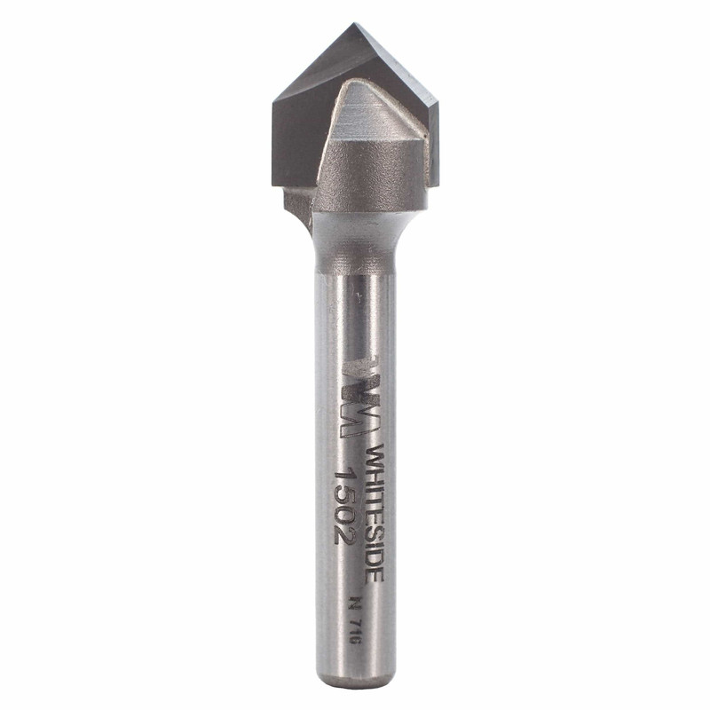 1502 90-Degree V Groove Router Bit 1/4" SH 1/2" D X 1/4" P X 1-7/8" OL